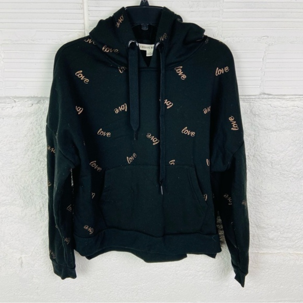 Urban rebel Chic Black Love Print Hoodie size medium